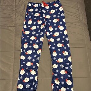 Cozy Blue Santa Print Pajama Bottoms